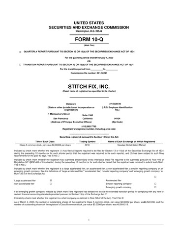 Miniature Stitch Fix
 10-Q Rapport trimestriel 2020 