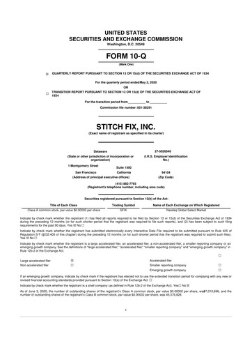 Miniature Stitch Fix
 10-Q Rapport trimestriel 2020 