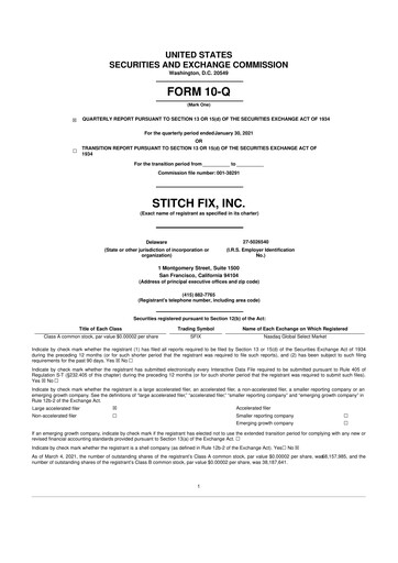 Miniature Stitch Fix
 10-Q Rapport trimestriel 2021 