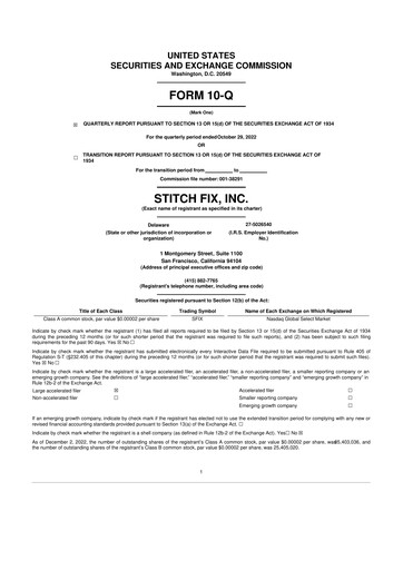Miniature Stitch Fix
 10-Q Rapport trimestriel 2023 