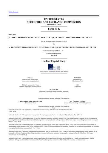 Thumbnail Ladder Capital
 10-K Annual Report 2015