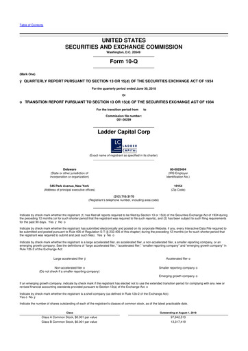 Thumbnail Ladder Capital
 10-Q Quarterly Report FY2018 