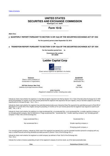 Thumbnail Ladder Capital
 10-Q Quarterly Report FY2018 