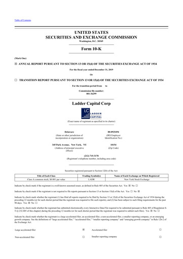Thumbnail Ladder Capital
 10-K Annual Report 2019