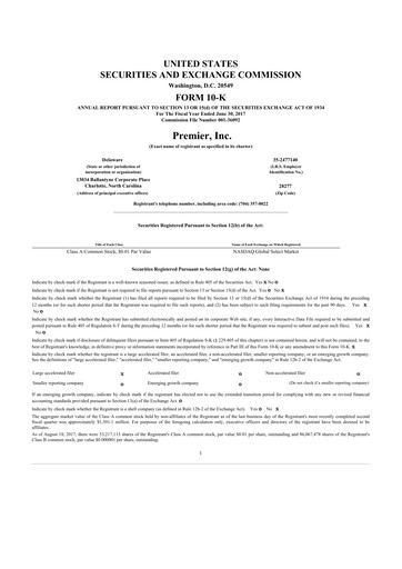 Thumbnail Premier 10-K Annual Report 2017