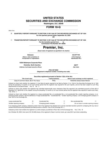 Thumbnail Premier 10-Q Quarterly Report FY2021 