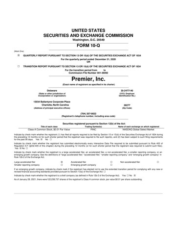 Thumbnail Premier 10-Q Quarterly Report FY2021 