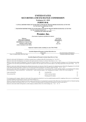 Thumbnail Premier 10-K Annual Report 2022