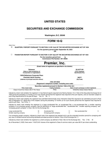 Thumbnail Premier 10-Q Quarterly Report FY2024 