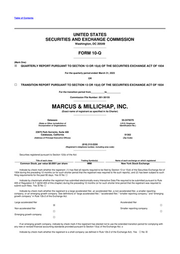 Miniature Marcus & Millichap 10-Q Rapport trimestriel 2023 