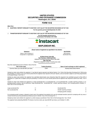 Thumbnail Instacart (Maplebear Inc.) 10-Q Quarterly Report FY2024 