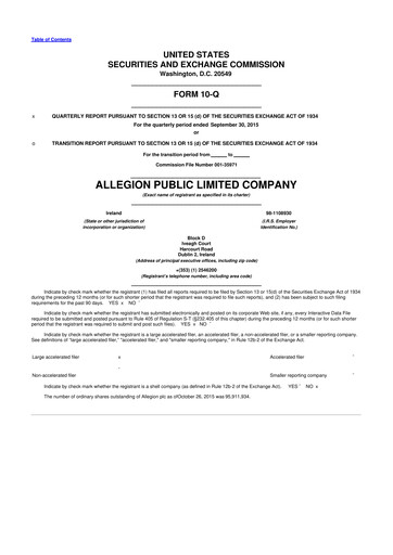 Vorschaubild Allegion
 10-Q Quartalsbericht 2015 