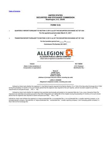 Vorschaubild Allegion
 10-Q Quartalsbericht 2017 