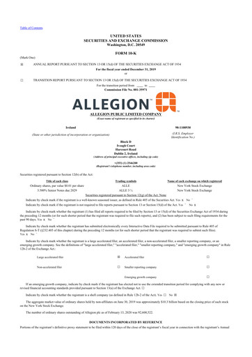Thumbnail Allegion
 10-K Annual Report 2019