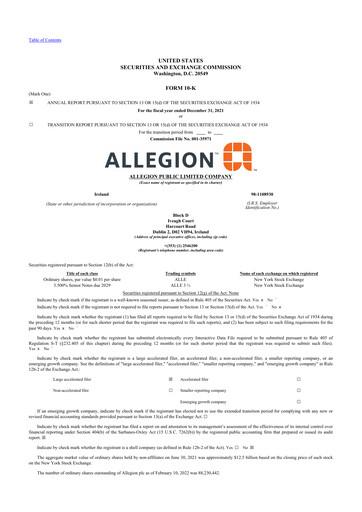 Thumbnail Allegion
 10-K Annual Report 