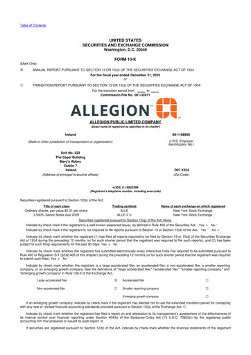 Thumbnail Allegion
 10-K Annual Report 