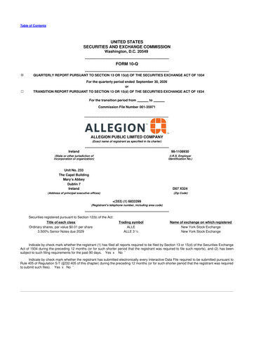 Thumbnail Allegion
 10-Q Quarterly Report FY2026 Q3
