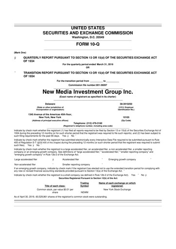 Thumbnail Gannett 10-Q Quarterly Report FY2019 