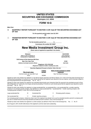 Thumbnail Gannett 10-Q Quarterly Report FY2019 