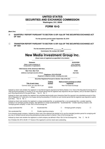 Thumbnail Gannett 10-Q Quarterly Report FY2019 