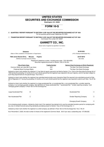 Thumbnail Gannett 10-Q Quarterly Report FY2020 