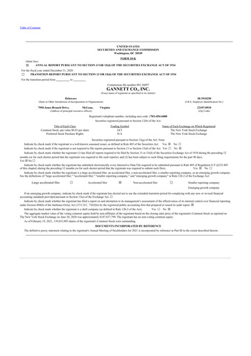 Thumbnail Gannett 10-K Annual Report 2020