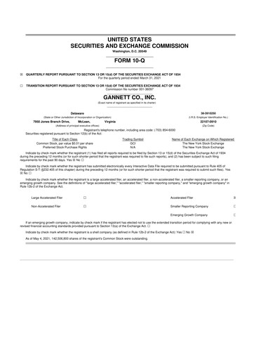 Thumbnail Gannett 10-Q Quarterly Report FY2021 