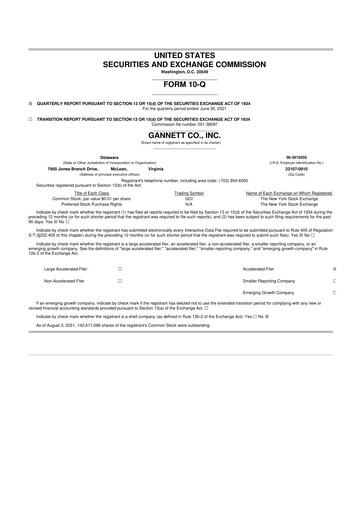 Thumbnail Gannett 10-Q Quarterly Report FY2021 