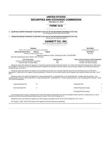 Thumbnail Gannett 10-Q Quarterly Report FY2022 