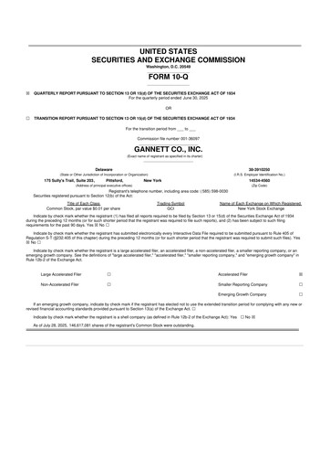 Thumbnail Gannett 10-Q Quarterly Report FY2025 