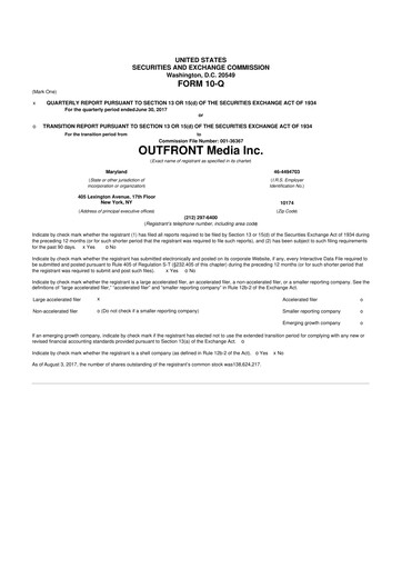 Thumbnail Outfront Media
 10-Q Quarterly Report FY2017 