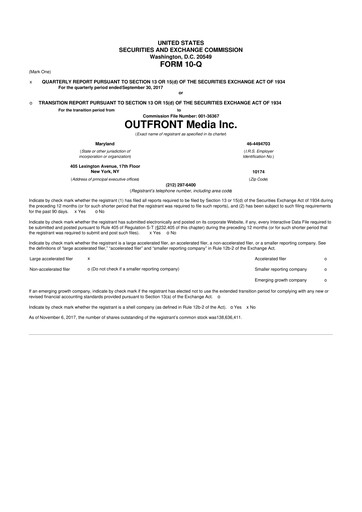 Thumbnail Outfront Media
 10-Q Quarterly Report FY2017 