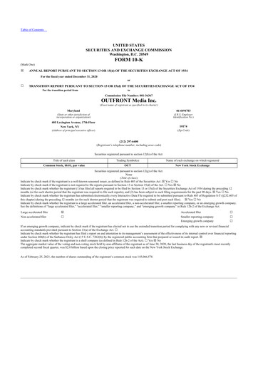 Thumbnail Outfront Media
 10-K Annual Report 2020