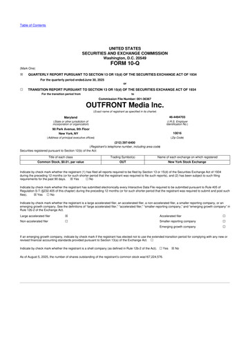 Thumbnail Outfront Media
 10-Q Quarterly Report FY2025 