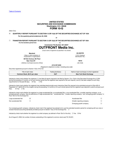 Thumbnail Outfront Media
 10-Q Quarterly Report FY2026 