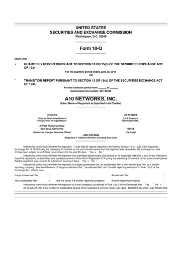 Miniature A10 Networks 10-Q Rapport trimestriel 2014 