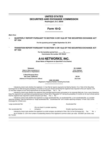 Miniature A10 Networks 10-Q Rapport trimestriel 2014 
