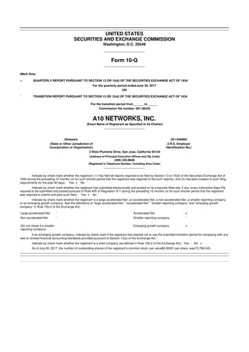 Miniature A10 Networks 10-Q Rapport trimestriel 2017 