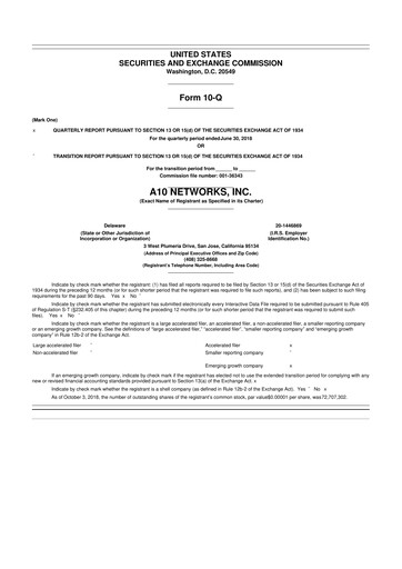 Miniature A10 Networks 10-Q Rapport trimestriel 2018 