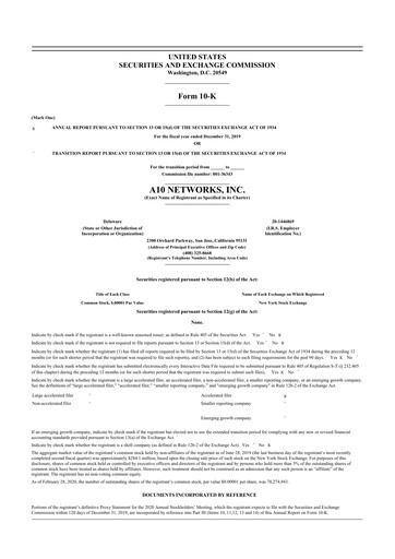 Thumbnail A10 Networks 10-K Annual Report 2019
