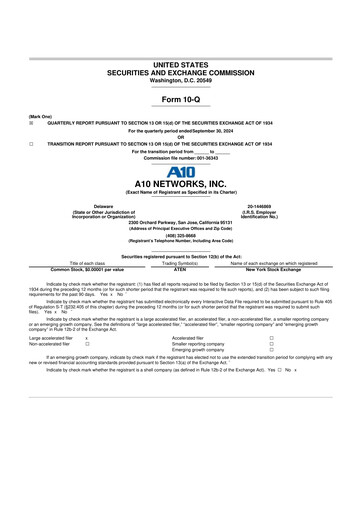 Miniature A10 Networks 10-Q Rapport trimestriel 2024 
