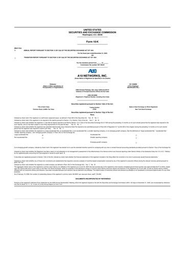 Miniature A10 Networks 10-K Rapport annuel 2025