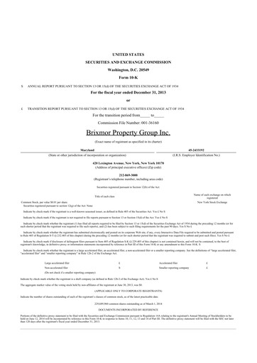Thumbnail Brixmor Property Group
 10-K Annual Report 2013