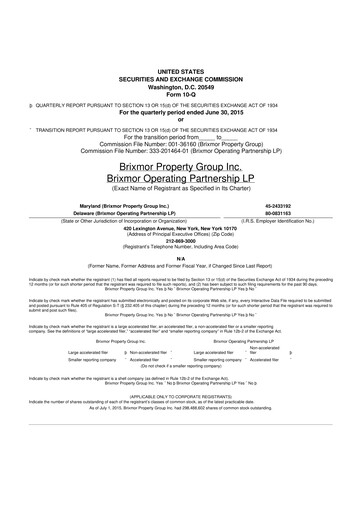 Miniature Brixmor Property Group
 10-Q Rapport trimestriel  