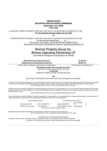 Miniature Brixmor Property Group
 10-Q Rapport trimestriel  