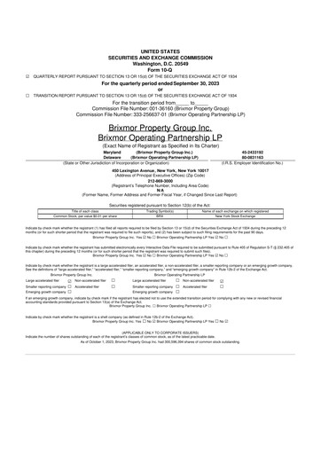 Miniature Brixmor Property Group
 10-Q Rapport trimestriel  