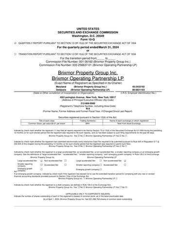 Miniature Brixmor Property Group
 10-Q Rapport trimestriel  