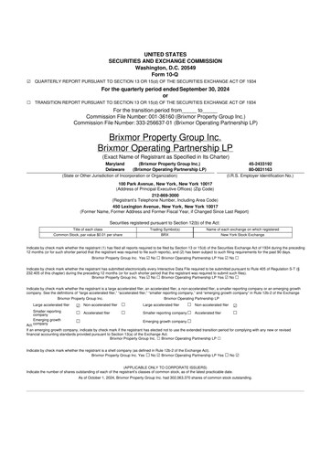 Miniature Brixmor Property Group
 10-Q Rapport trimestriel  