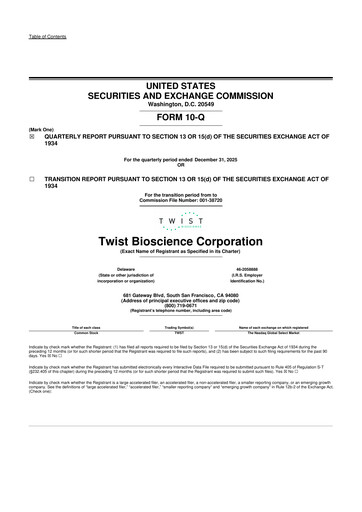 Thumbnail Twist Bioscience
 10-Q Quarterly Report FY2026 