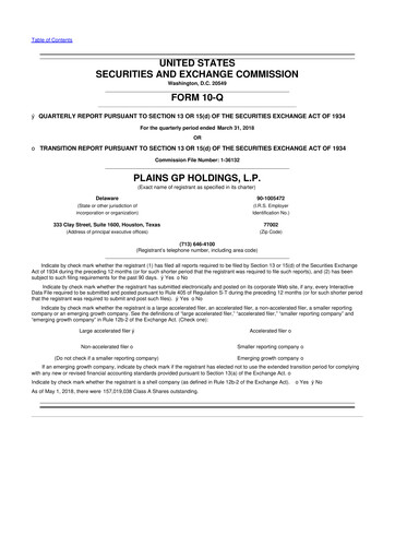 Thumbnail Plains GP 10-Q Quarterly Report FY2018 
